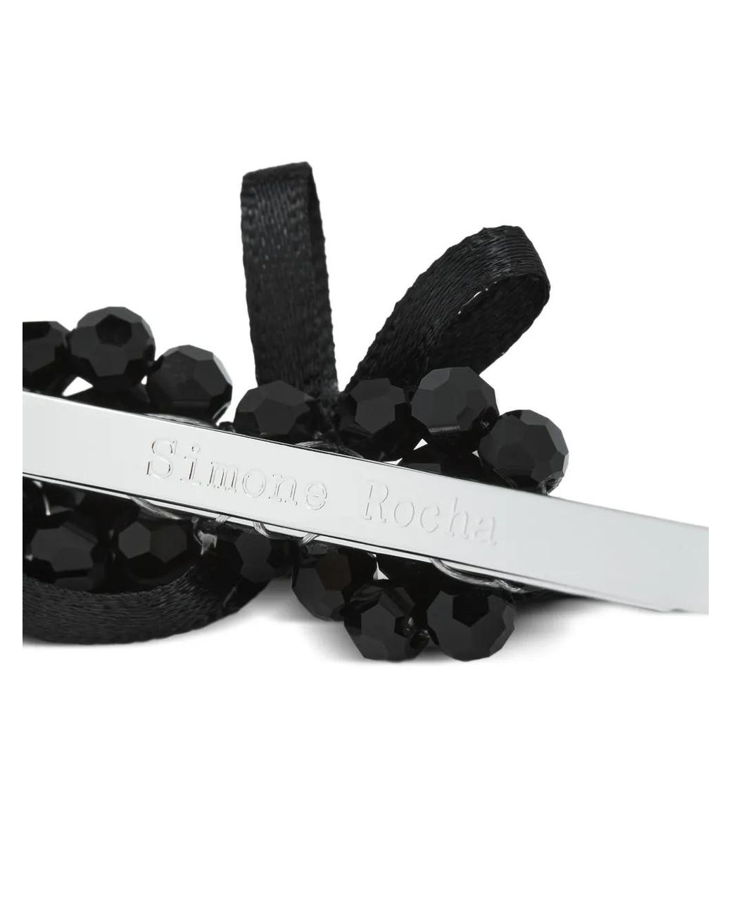 Simone Rocha Black Beaded Bow Hair Accessory