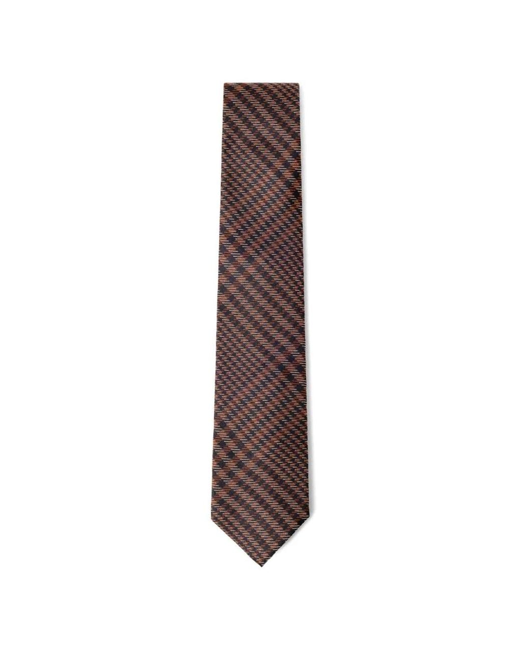 Hackett Brown Prince Of Wales Silk Tie for men
