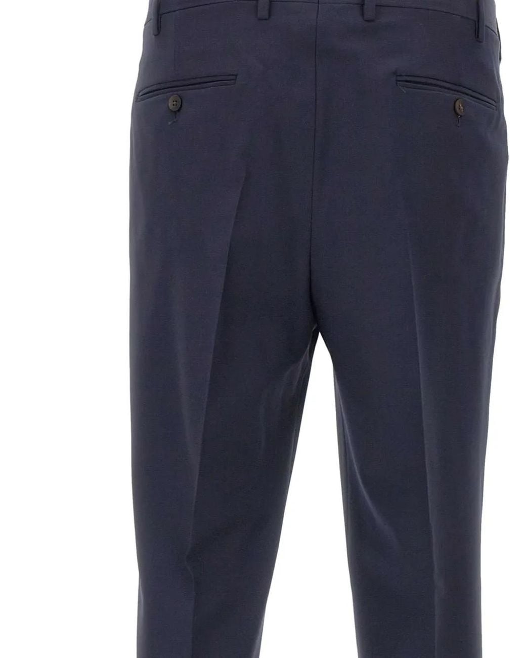 Devore Blue Pleated Front-Button Trousers for men