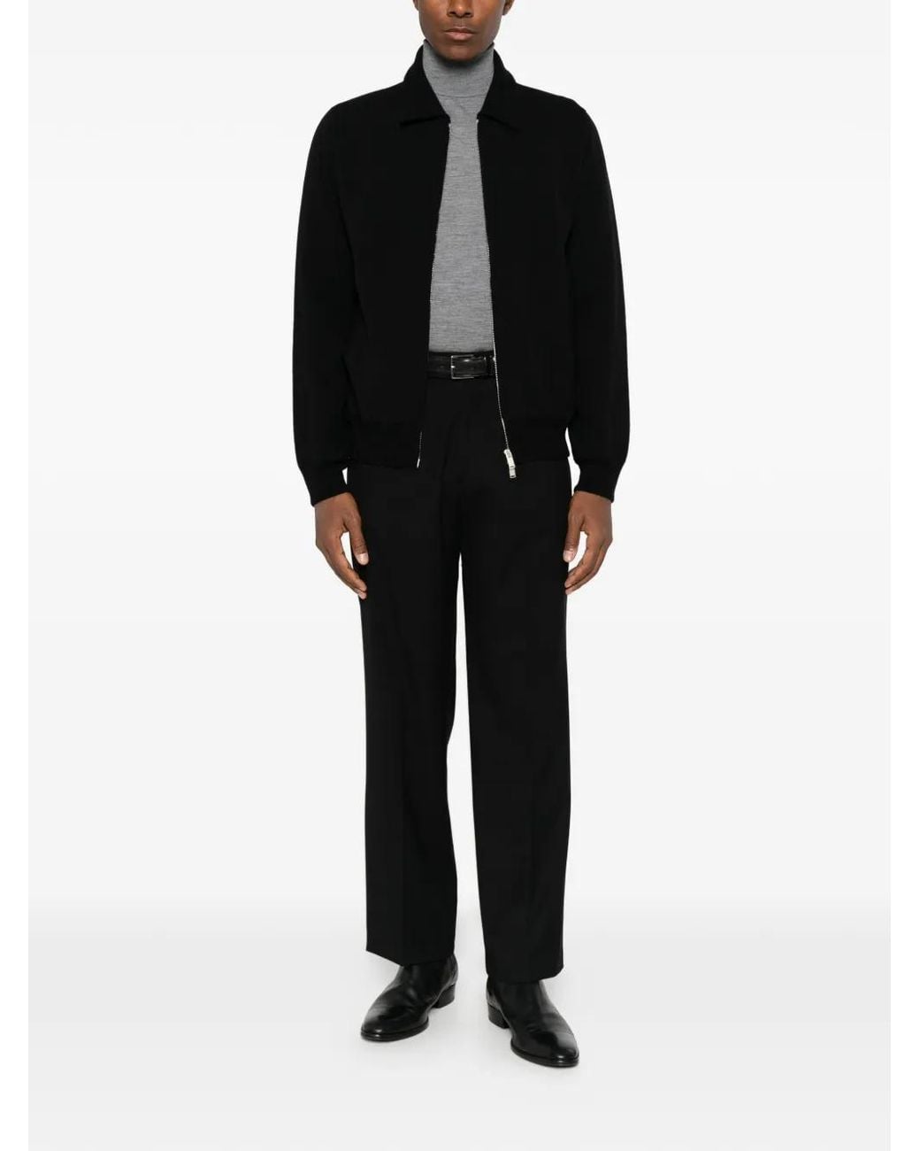 Lardini Black Zip-Up Knitted Jacket for men