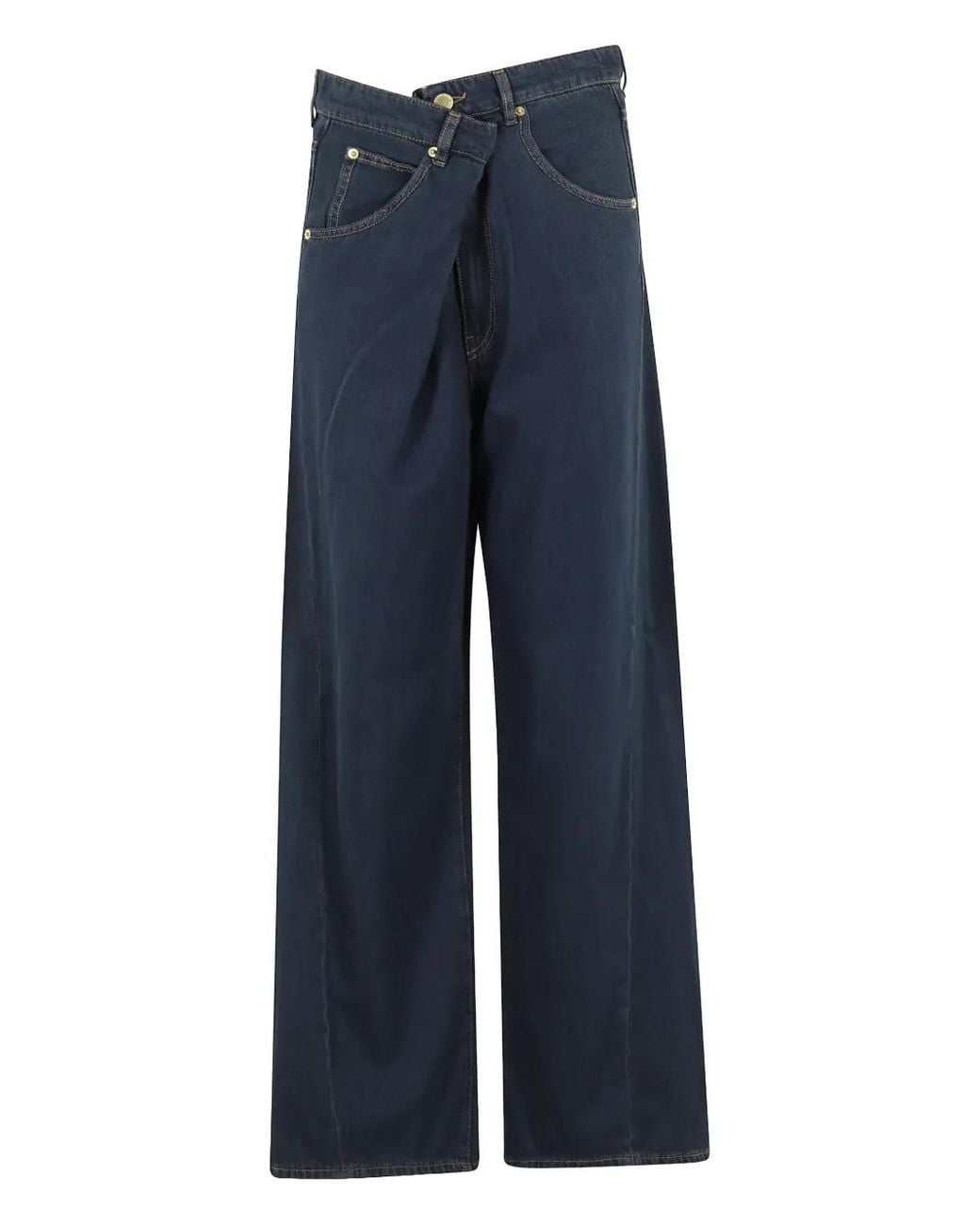 DARKPARK Blue Ines Fold-Over Wide-Leg Jeans