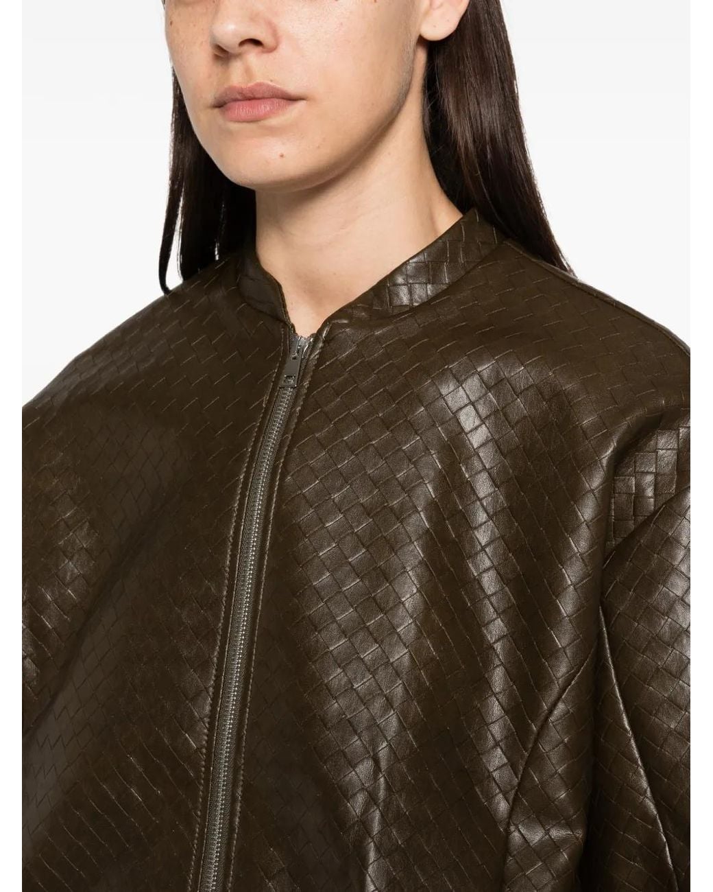 Imperial Brown Basket Weave-Effect Cropped Jacket