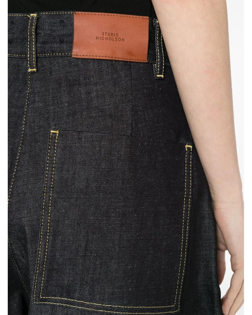 Studio Nicholson Blue Wide-Leg Cropped Jeans
