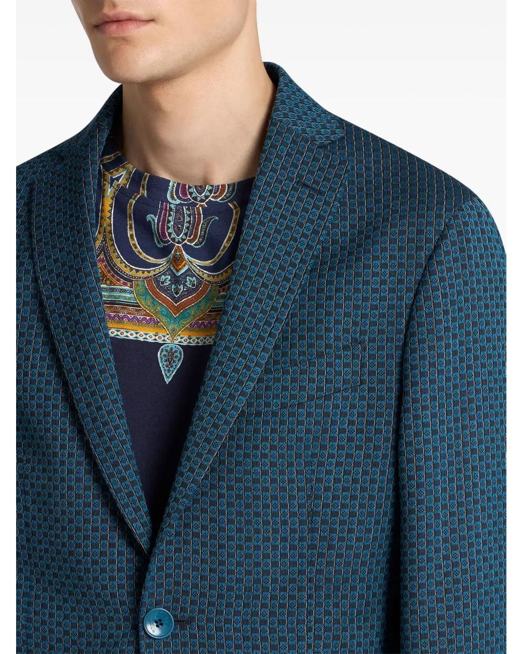 Etro Blue Checked Blazer for men