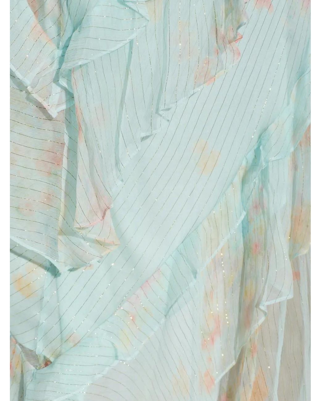 LoveShackFancy Blue Vailo Ruffled Silk-Blend Maxi Dress