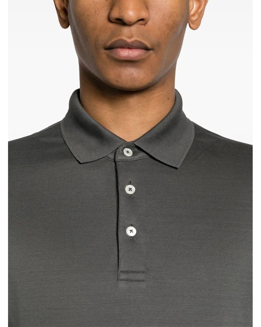 Herno Gray Cotton Polyester Short Polo for men