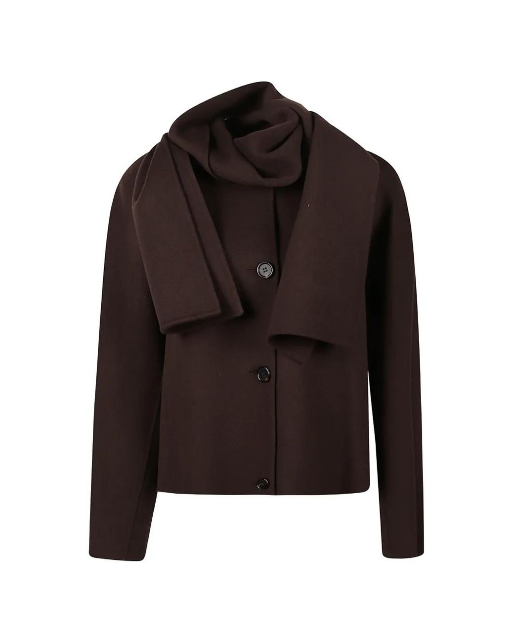 Max Mara Black Scarf-Detail Button-Front Jacket