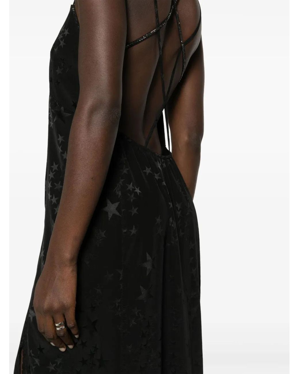 Zadig & Voltaire Black Rohal Star-Jacquard Silk Dress