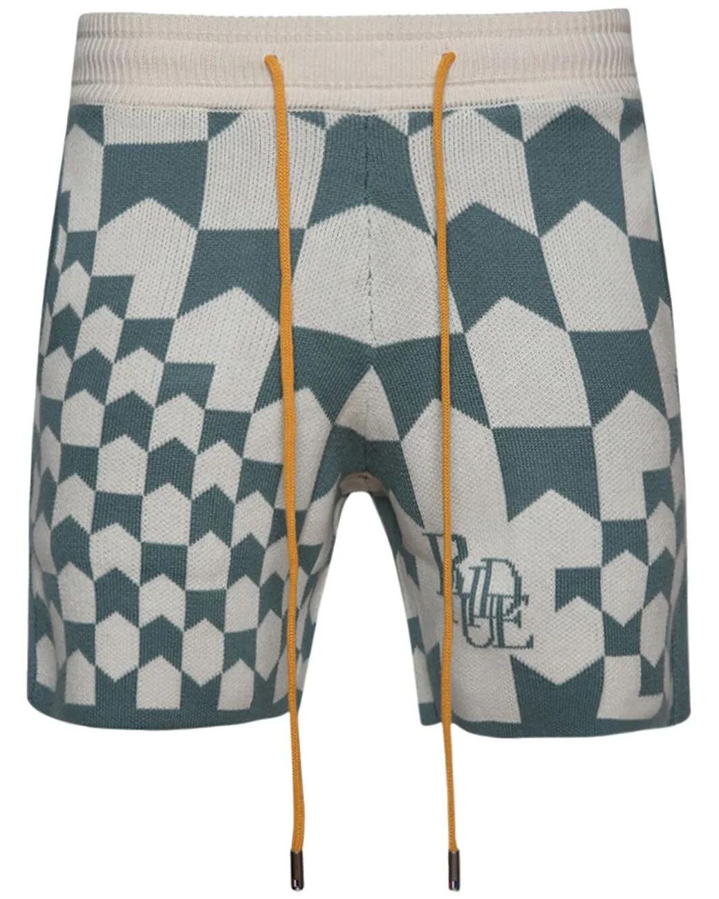 Rhude Blue Racing Monogram-Knit Shorts for men