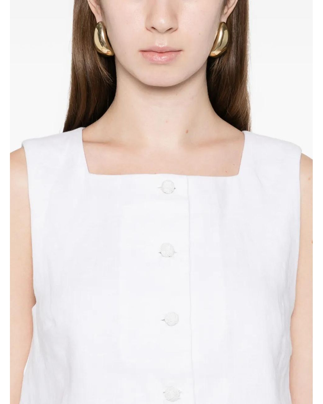 Posse White Rio Button Vest Top