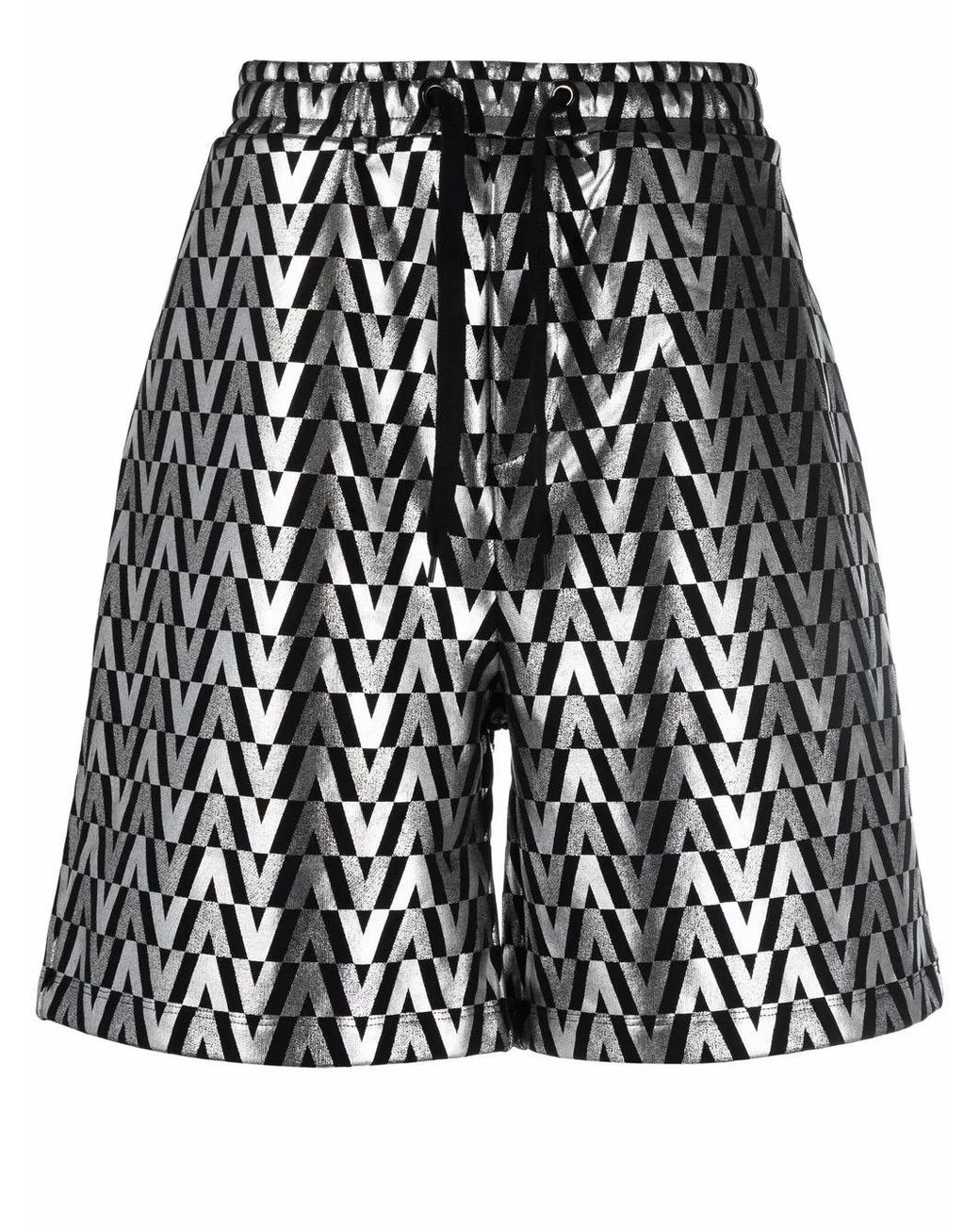 Valentino Garavani Black High-Shine Monogram Shorts for men