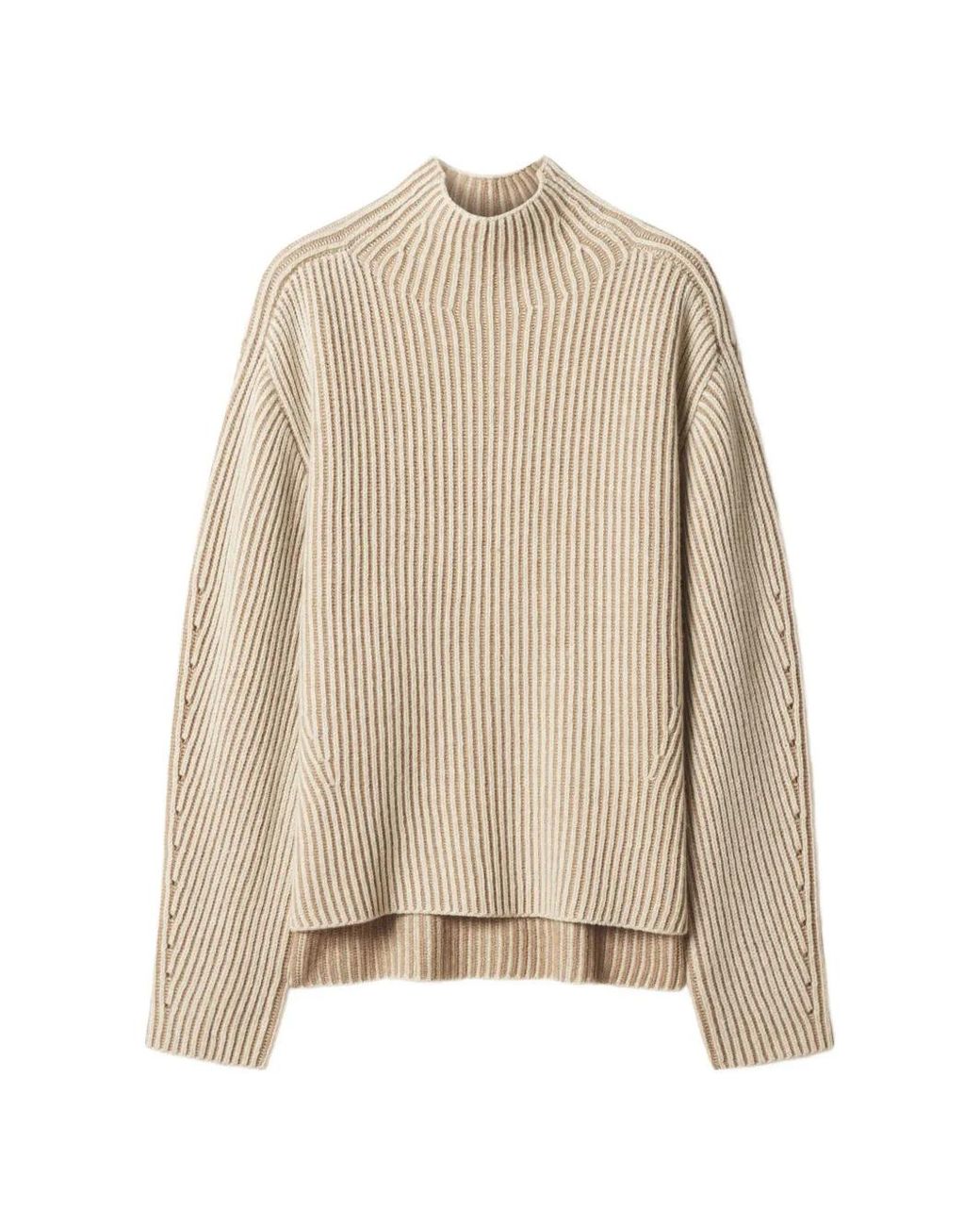 Maison Kitsuné Natural Ribbed-Knit High-Neck Sweater