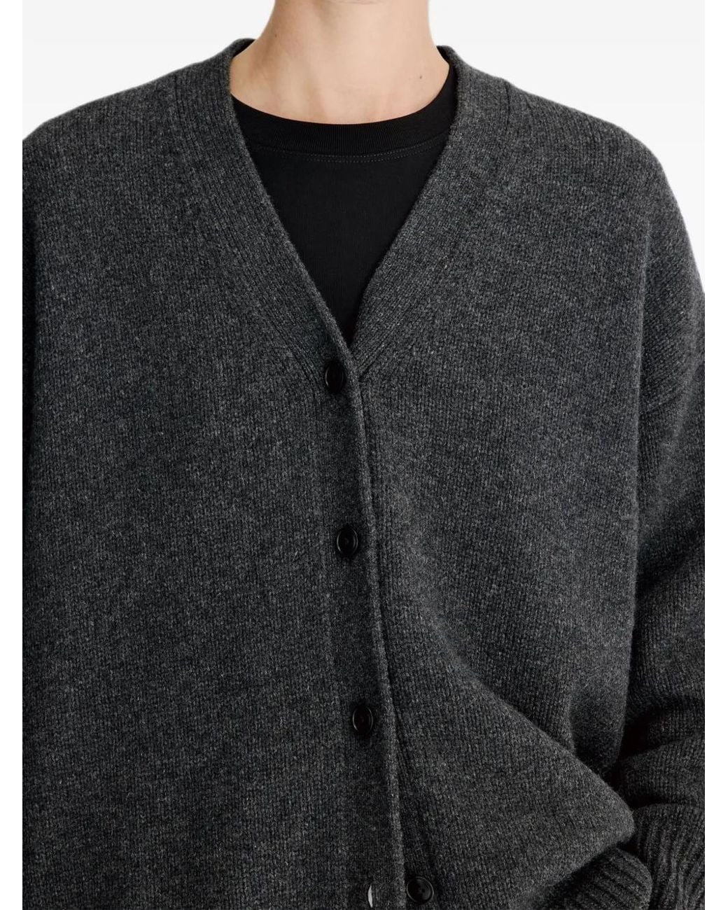 Loulou de Saison Black Duca Oversized V-Neck Cardigan