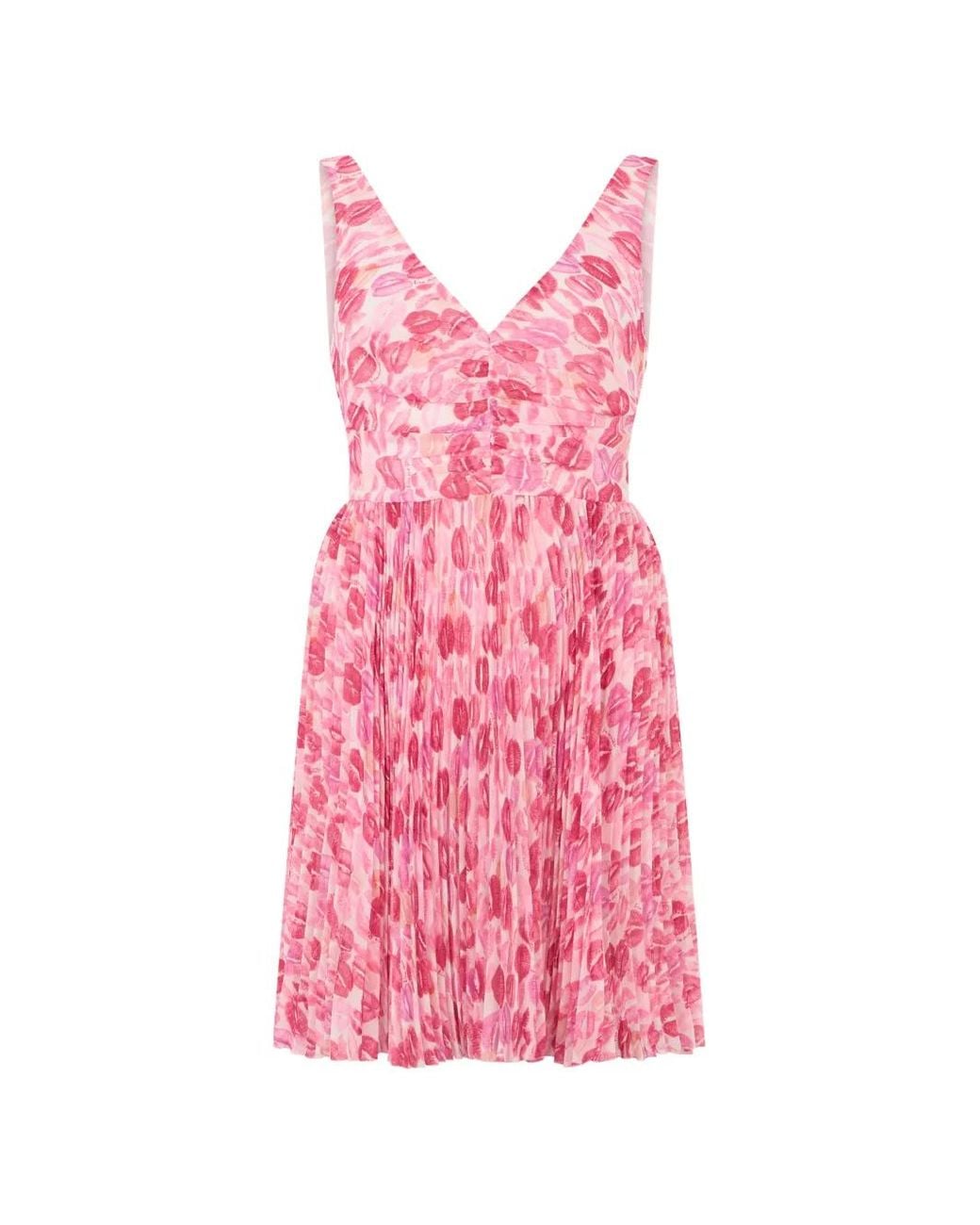 RED Valentino Pink Pleated Print Dress