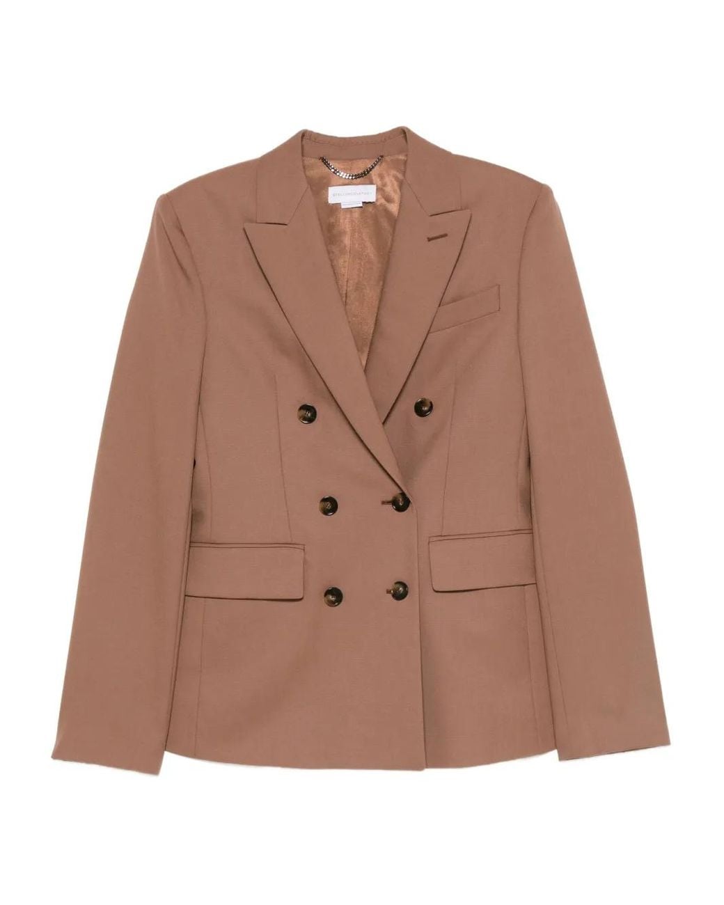 Stella McCartney Brown Double-Breasted Wool Blazer