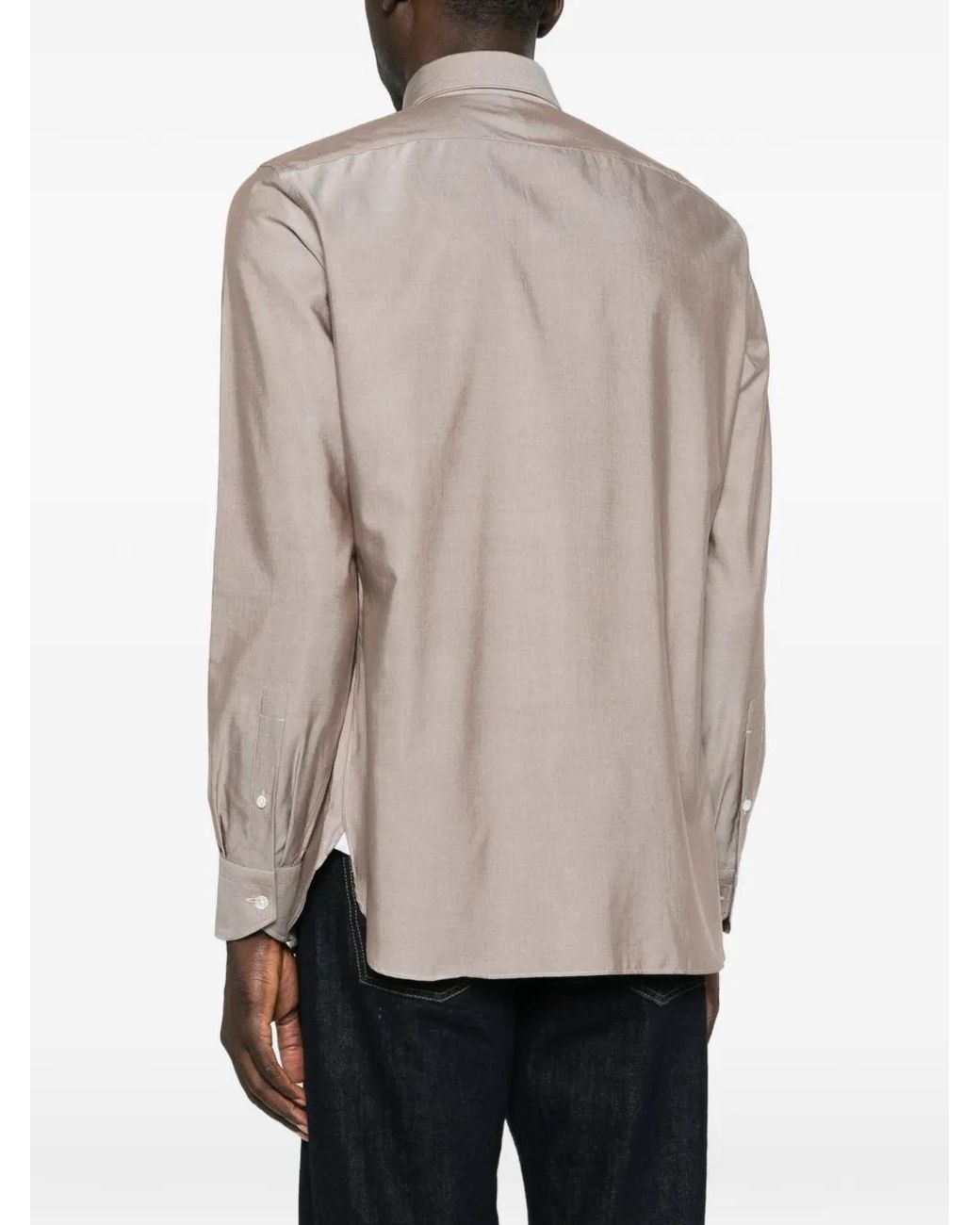 Zegna Gray Long-Sleeve Button-Up Shirt for men