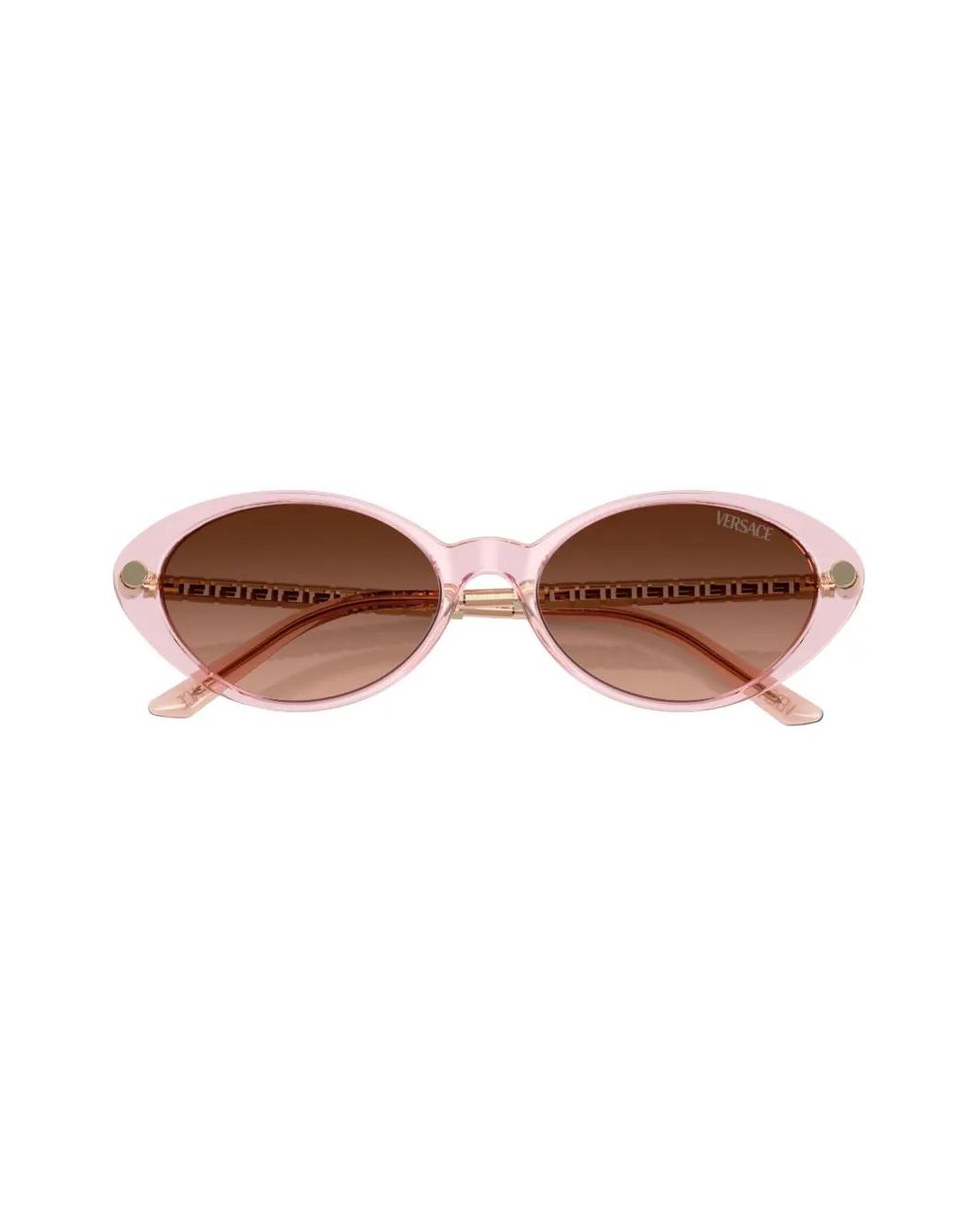 Versace Brown Greca-Plaque Oval-Frame Sunglasses