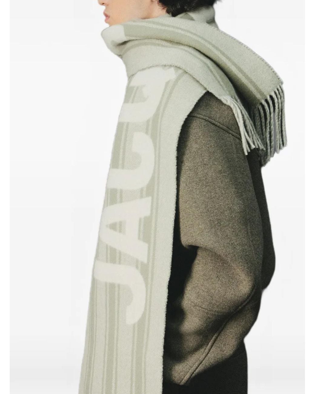 Jacquemus White Lecharpe Striped Wool Scarf