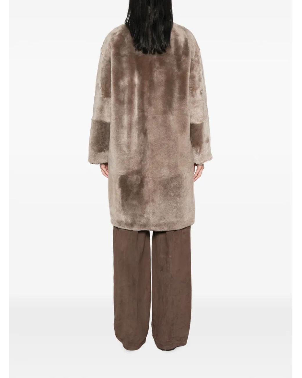 Brunello Cucinelli Brown Shearling-Trim Reversible Jacket