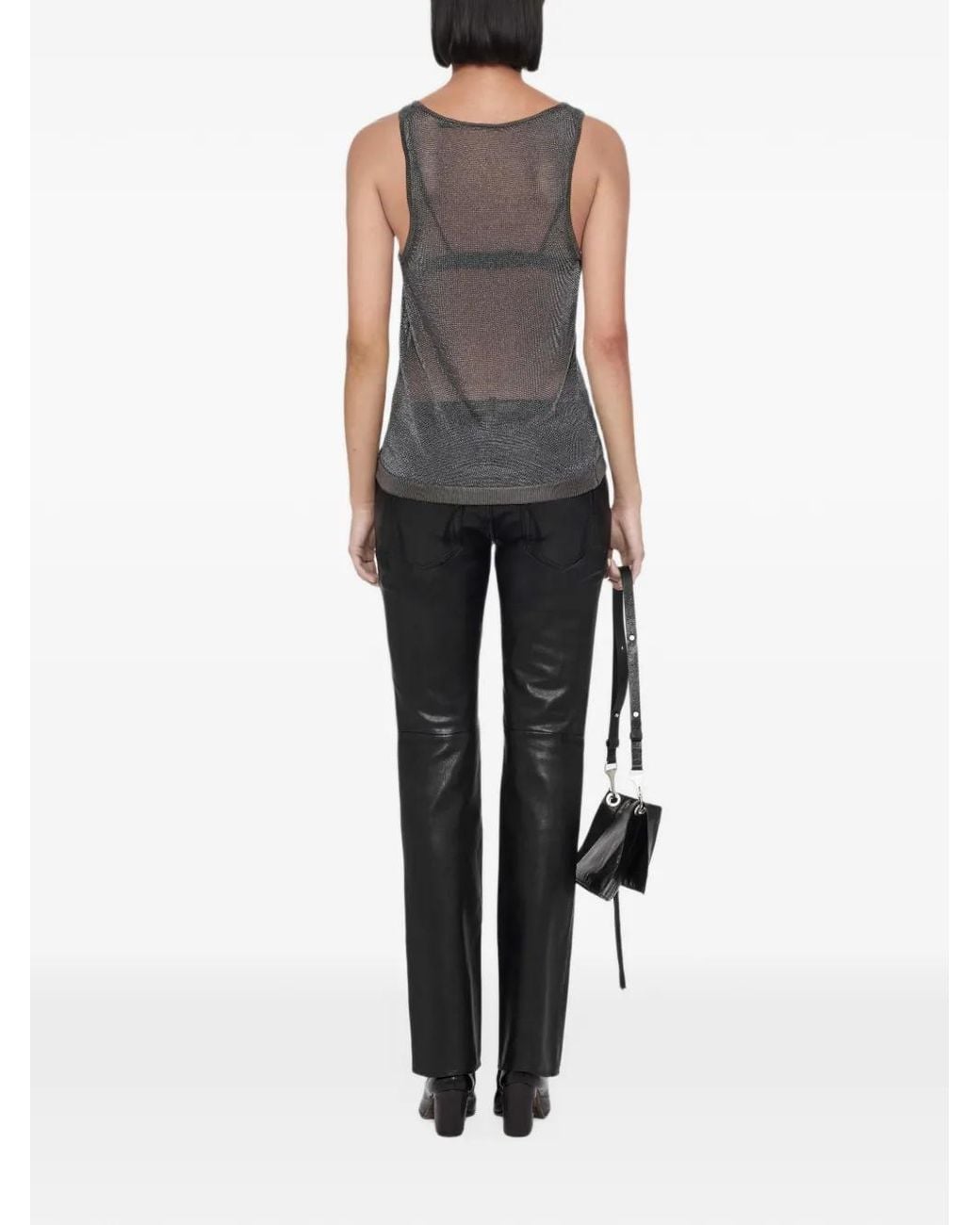 AllSaints Black Silvi Fitted Metallic Vest