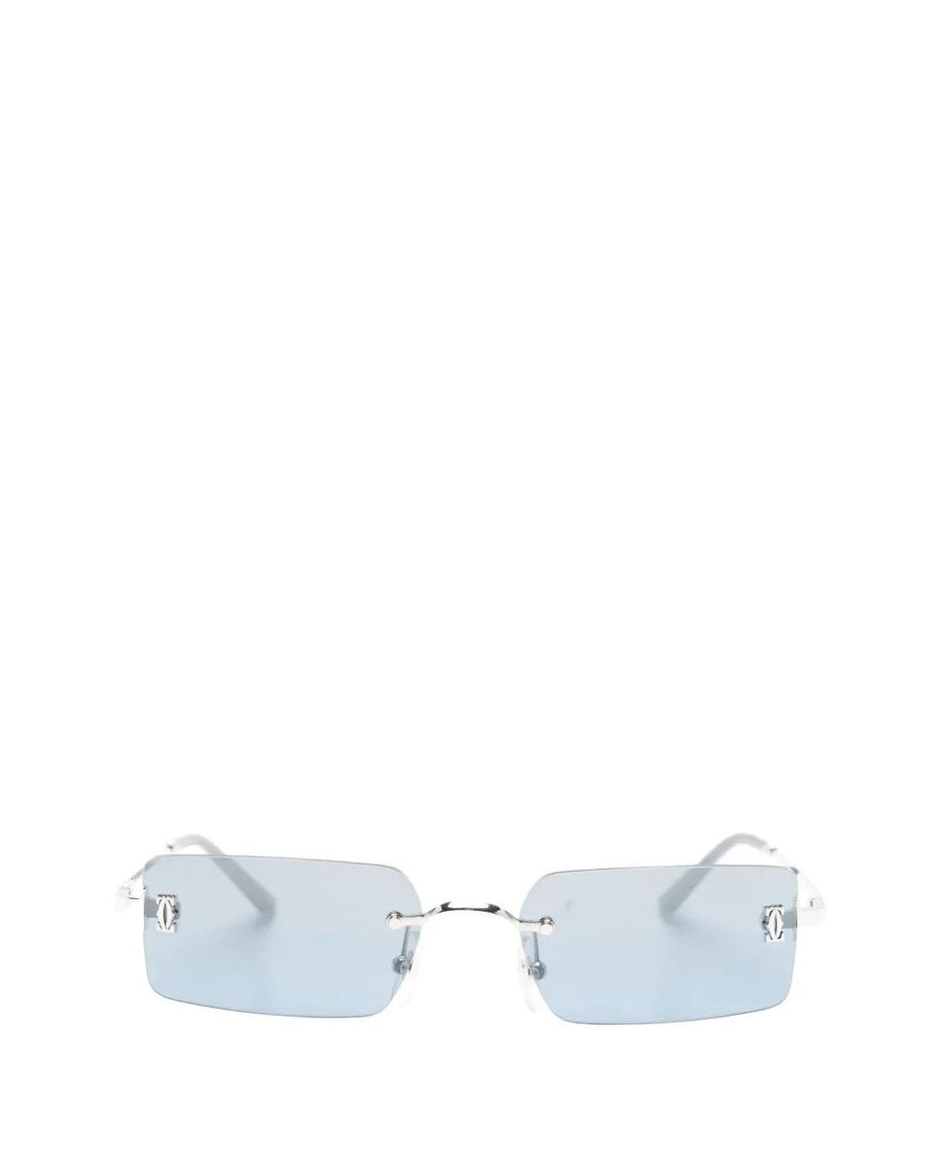 Cartier White C Décor Rimless Rectangle-Frame Sunglasses