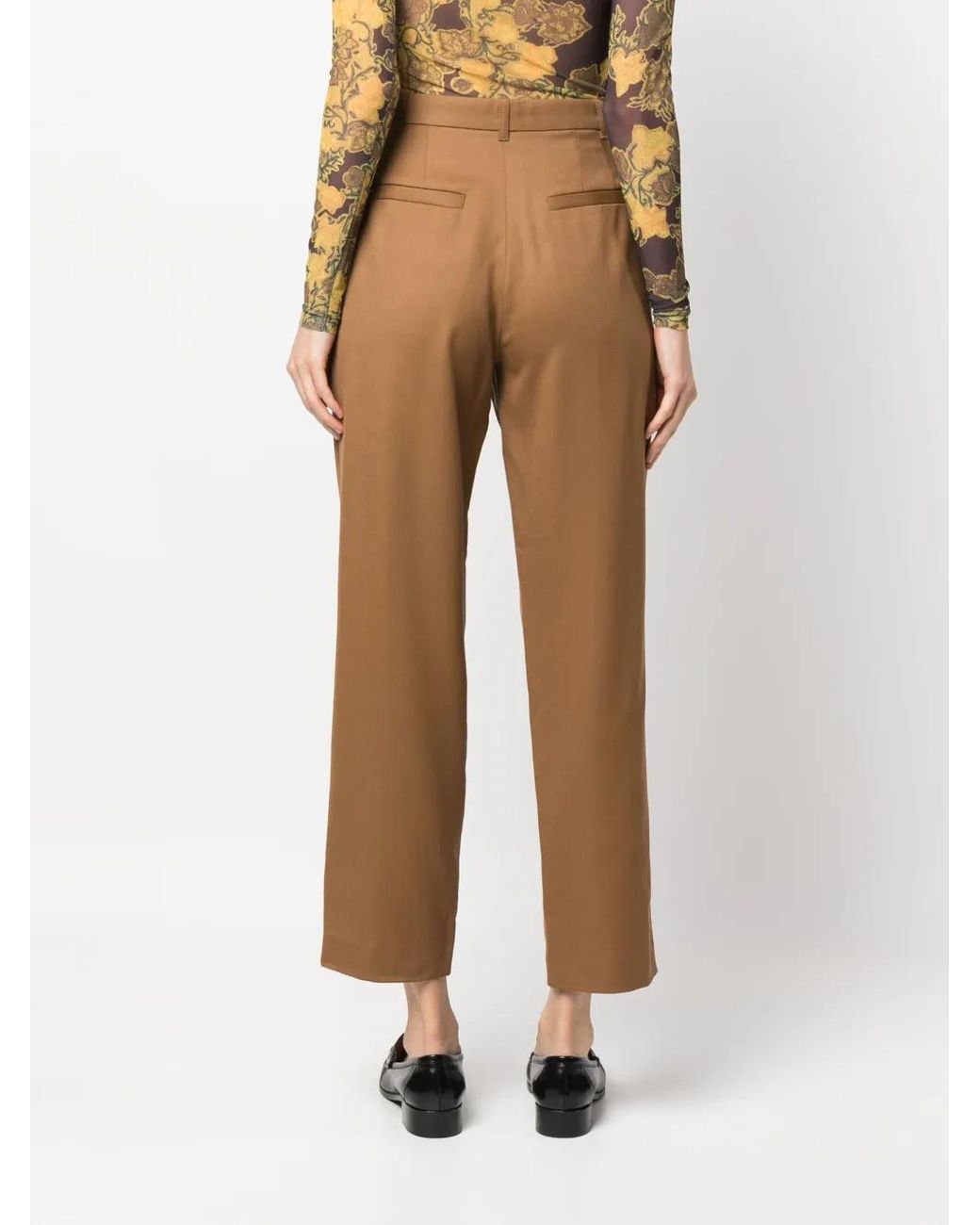 A.P.C. Brown Pleated Cropped Trousers