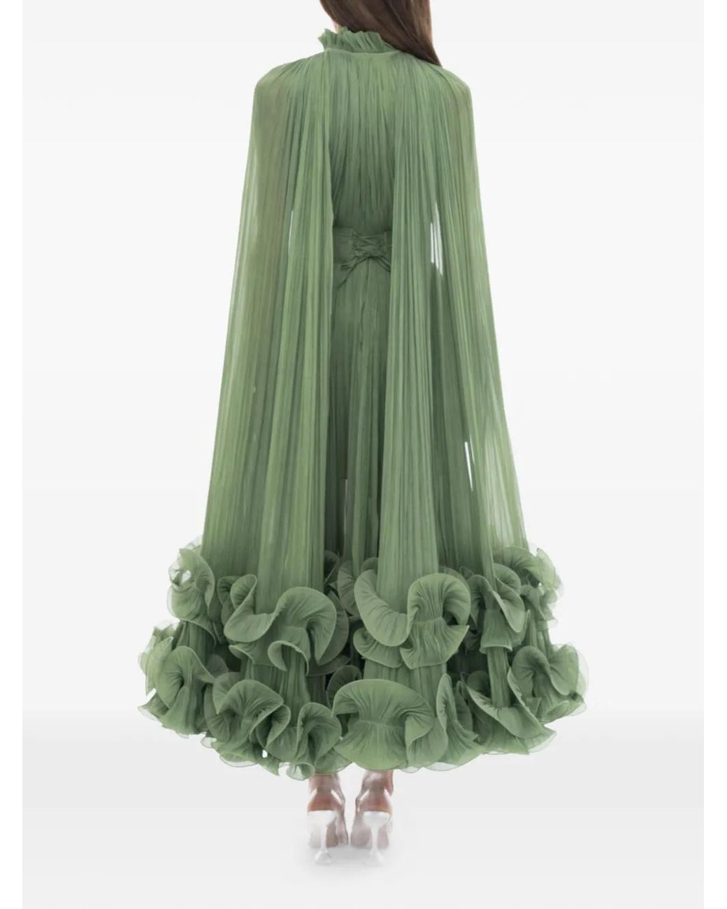 Ana Radu Green Cape-Detailed Maxi Dress