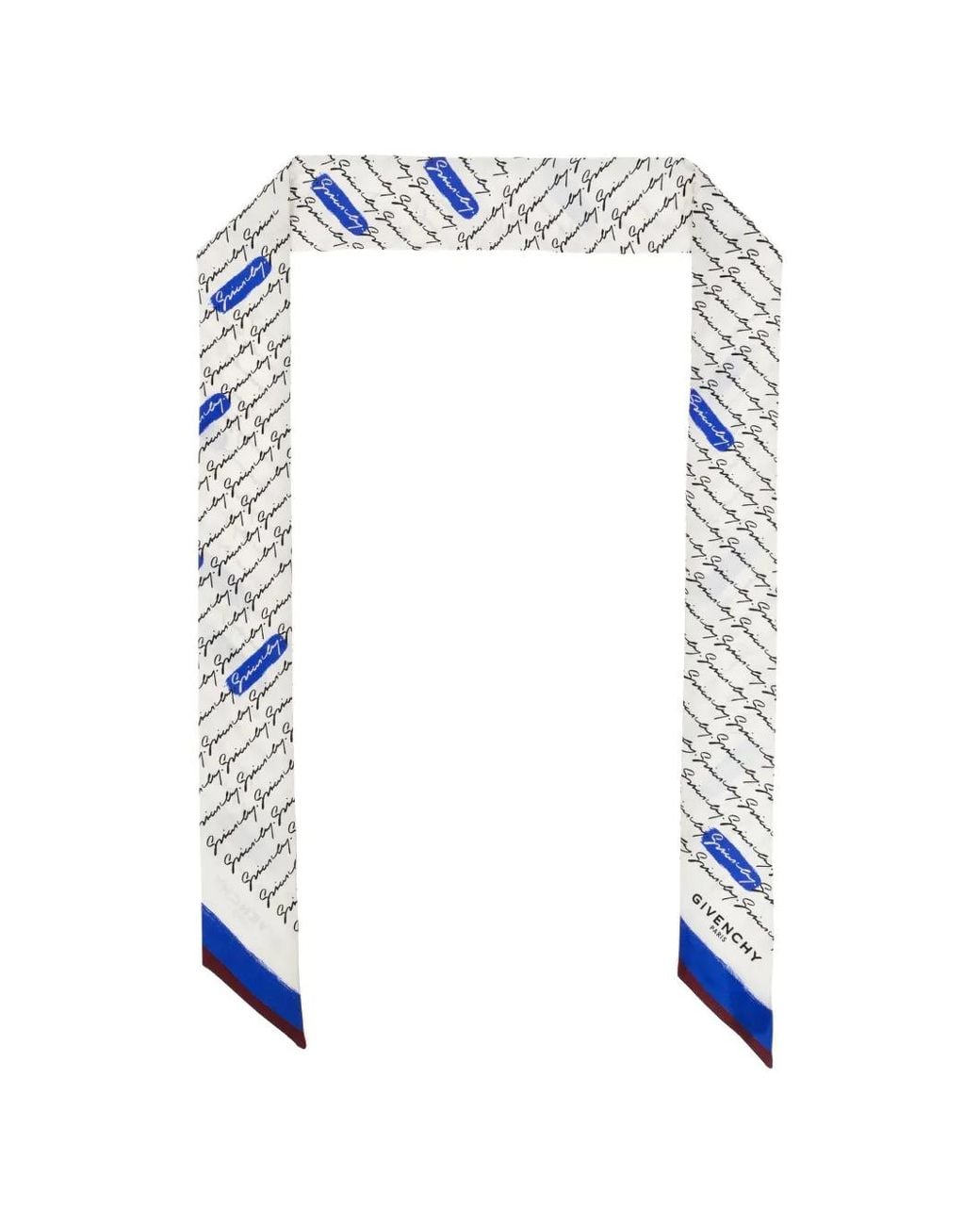 Givenchy White Logo-Print Silk Scarf