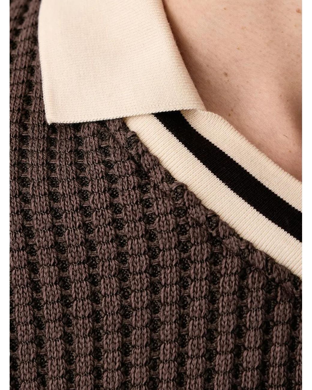 Les Deux Black Waffle-Knit Logo-Embroidered Football Sweater for men