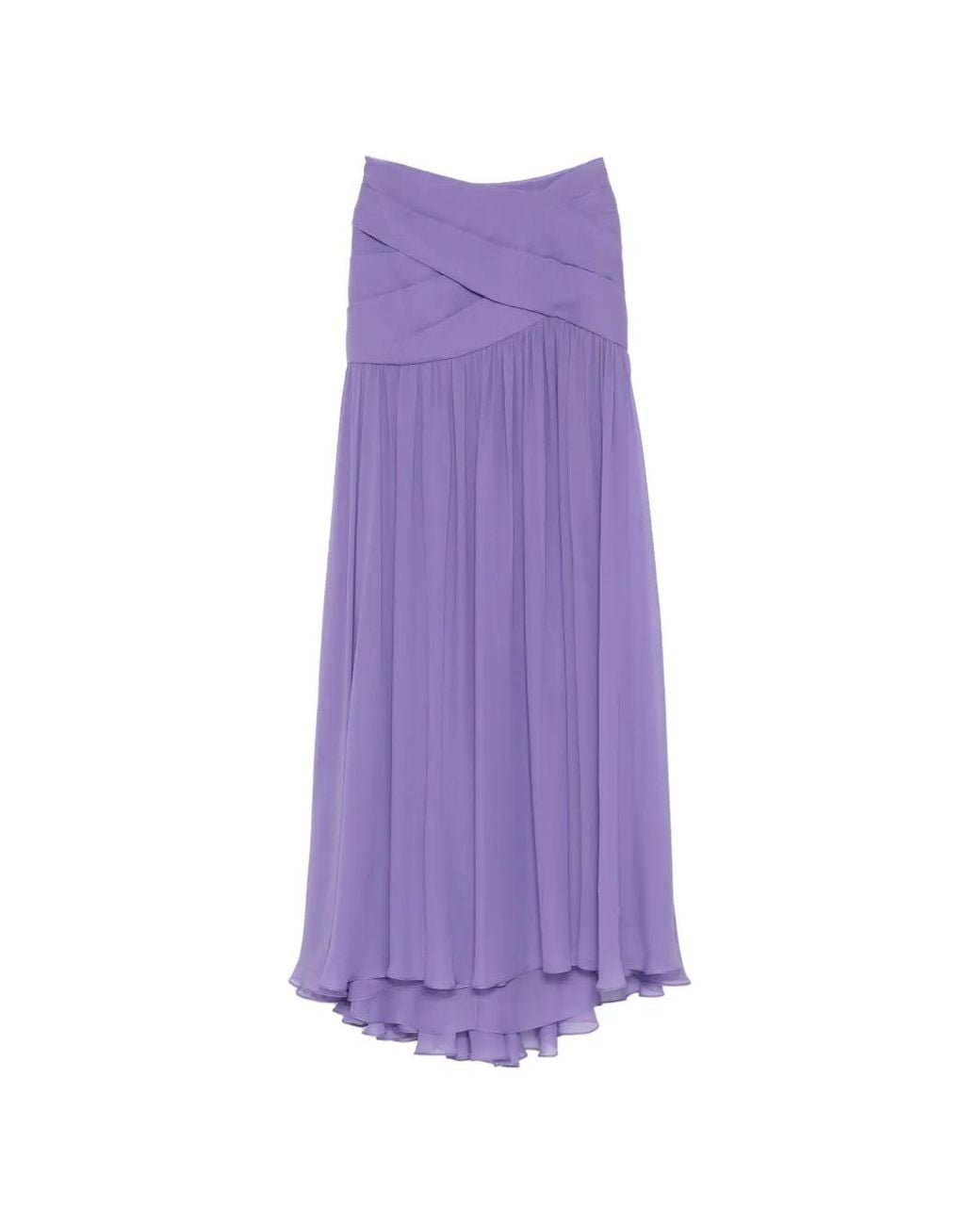 Elie Saab Purple Draped Silk Skirt