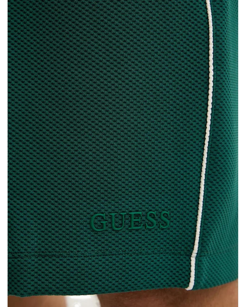 Guess Green Logo-Detail Piped-Trim Shorts for men