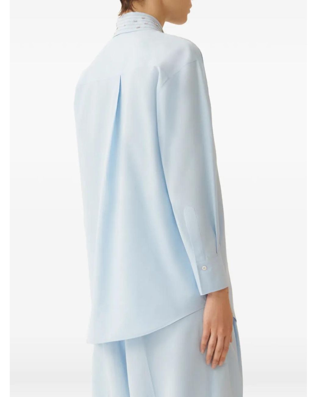 Fabiana Filippi Blue Embellished Collared Shirt