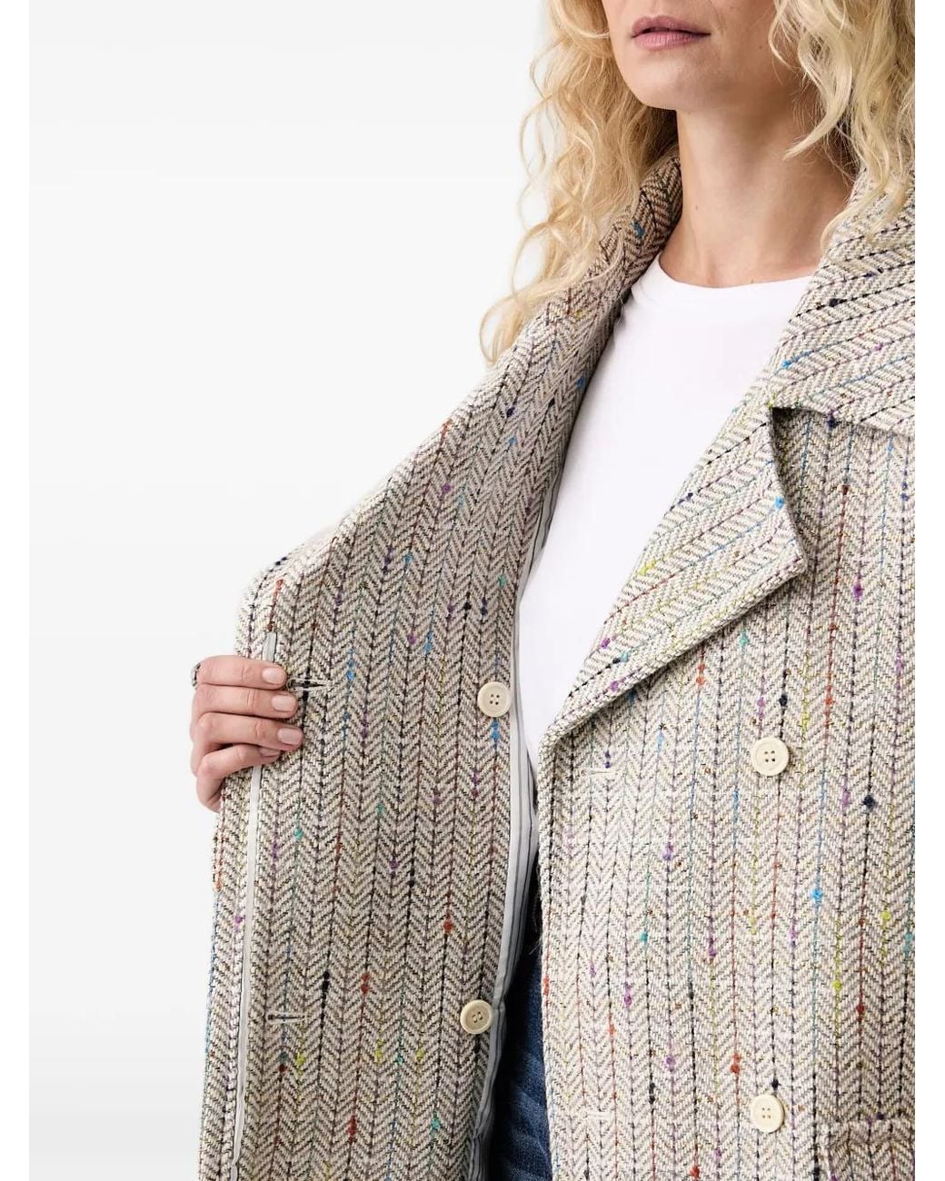 Munthe White Vindaloo Herringbone Tweed Coat
