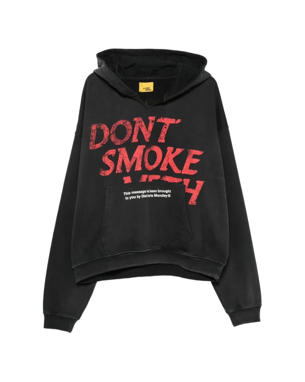 DIET STARTS MONDAY Black Slogan-Print Pouch-Pocket Hoodie for men