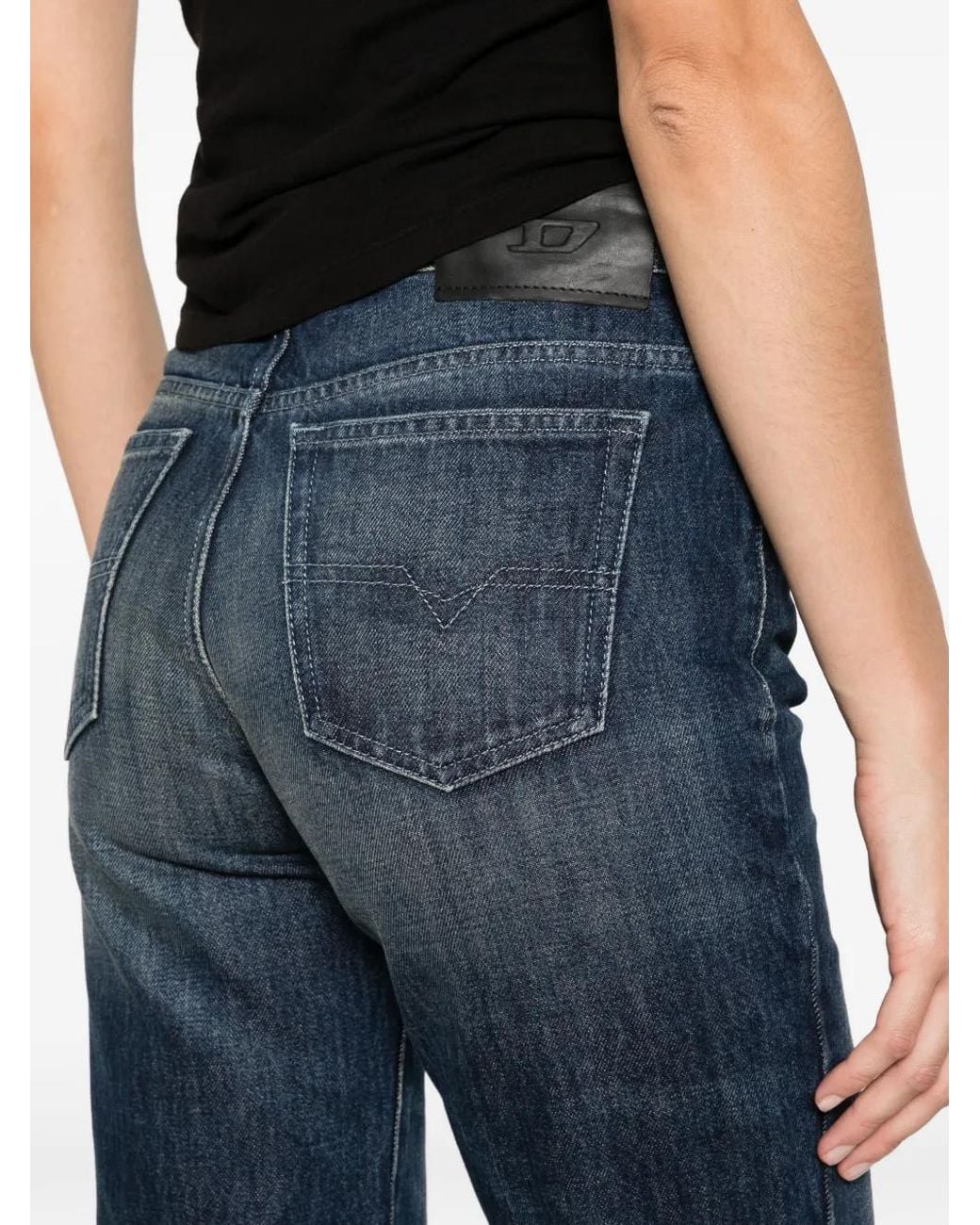 DIESEL Blue Faded Straight-Leg Jeans