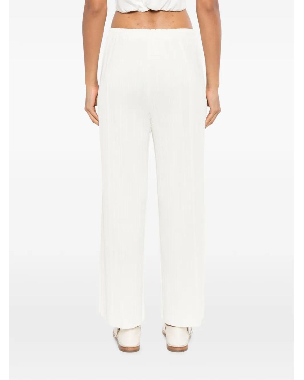 Pleats Please Issey Miyake White Pantalon Pleats Please