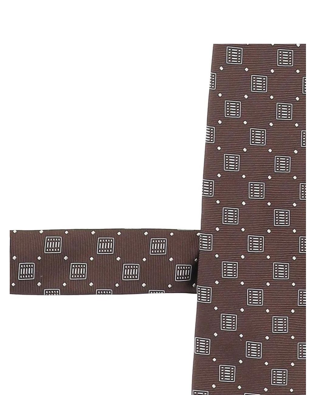 Boss White Geometric-Print Tie for men