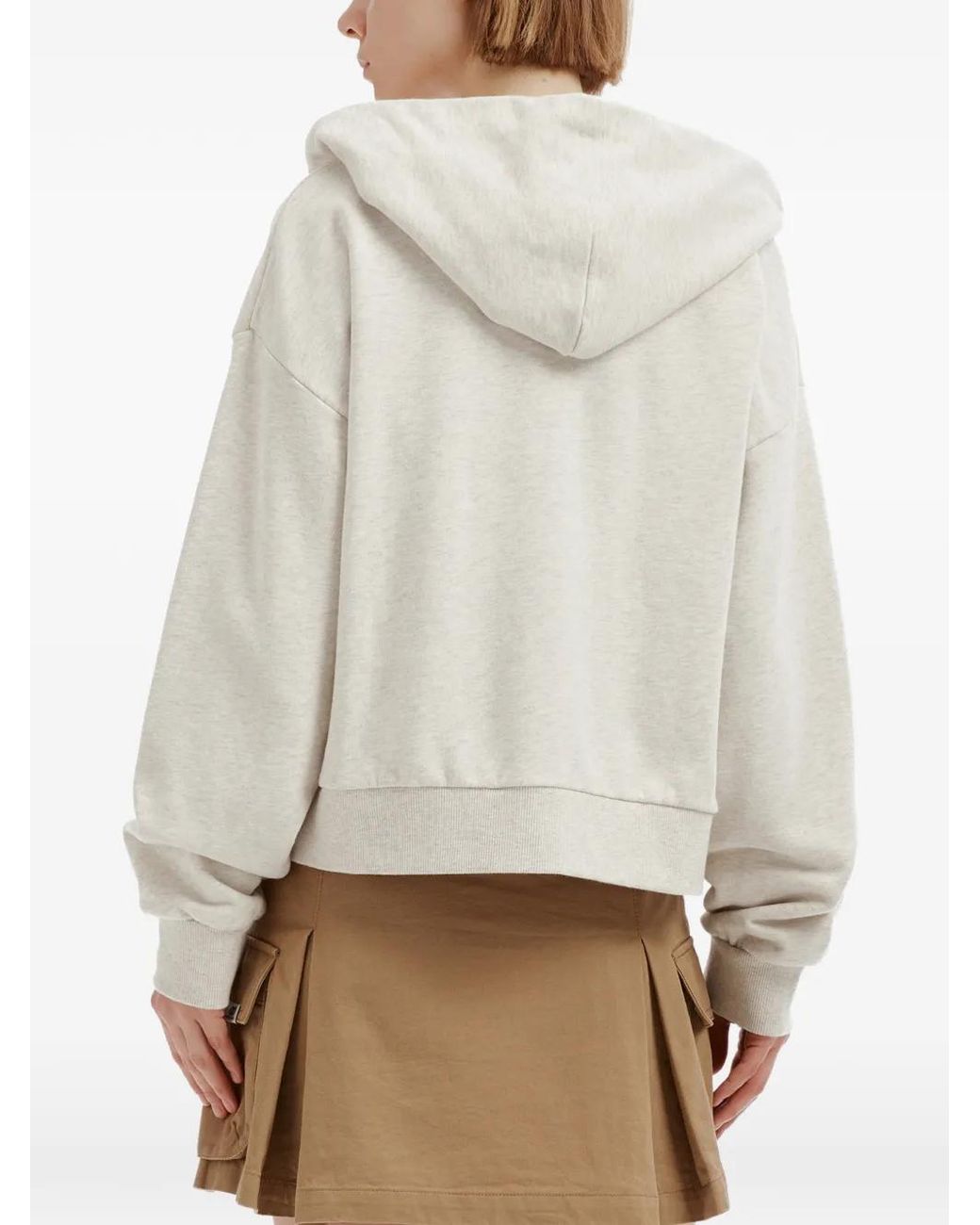 Chocoolate White Logo-Patch Zip-Up Hoodie
