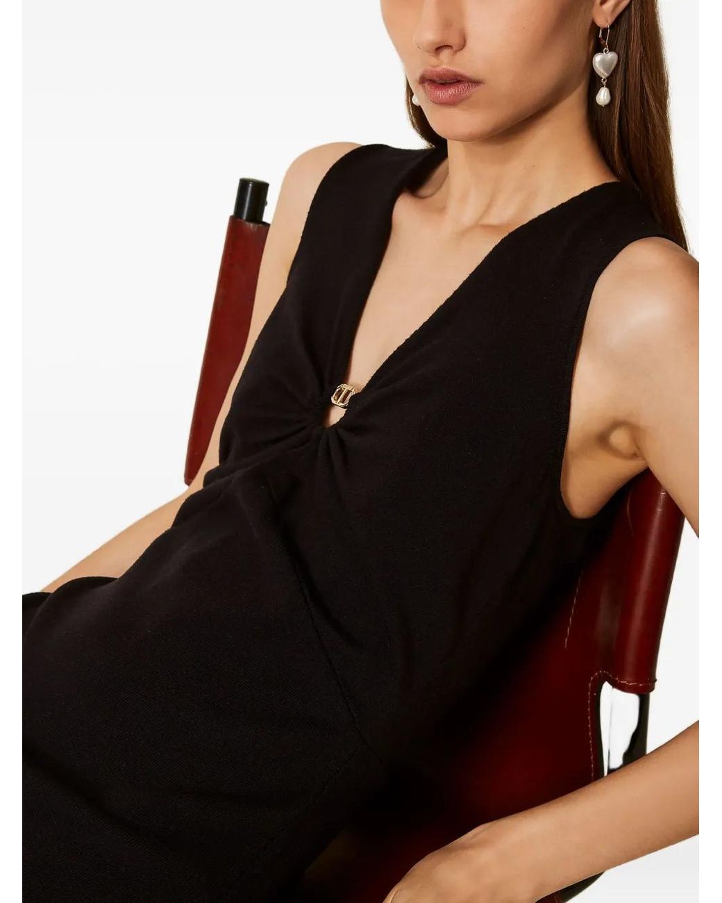 Twinset Black V-Neck Sleeveless Dress