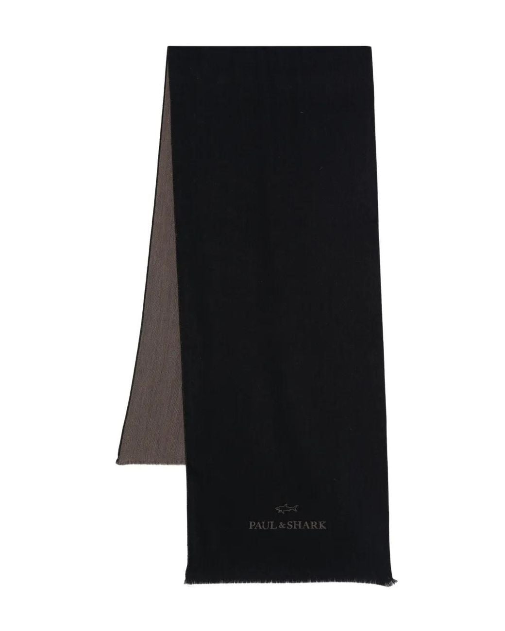 Paul & Shark Black Two-Tone Wool Scarf for men