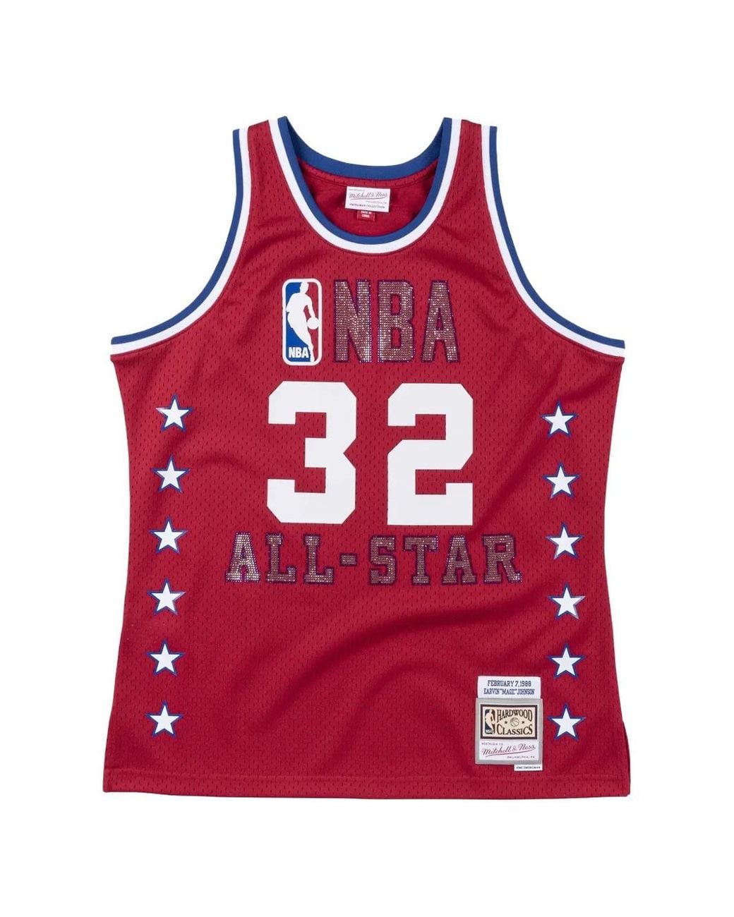 Mitchell & Ness X Nba Magic Johnson Rhinestone Swingman Top in het Red voor heren