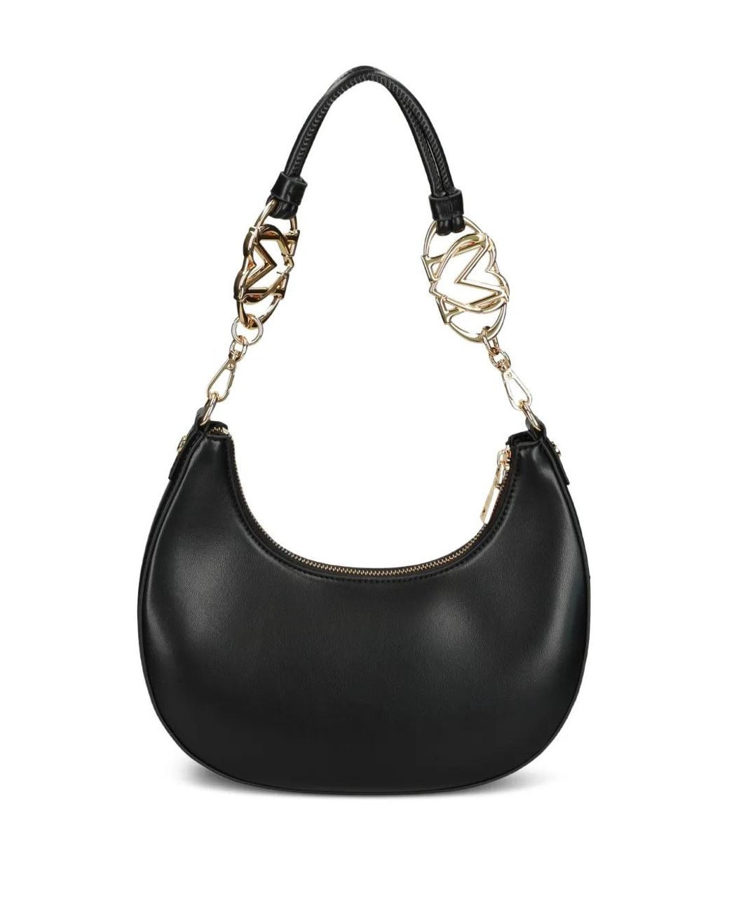 Love Moschino Black Chain-Embellished Crescent Shoulder Bag