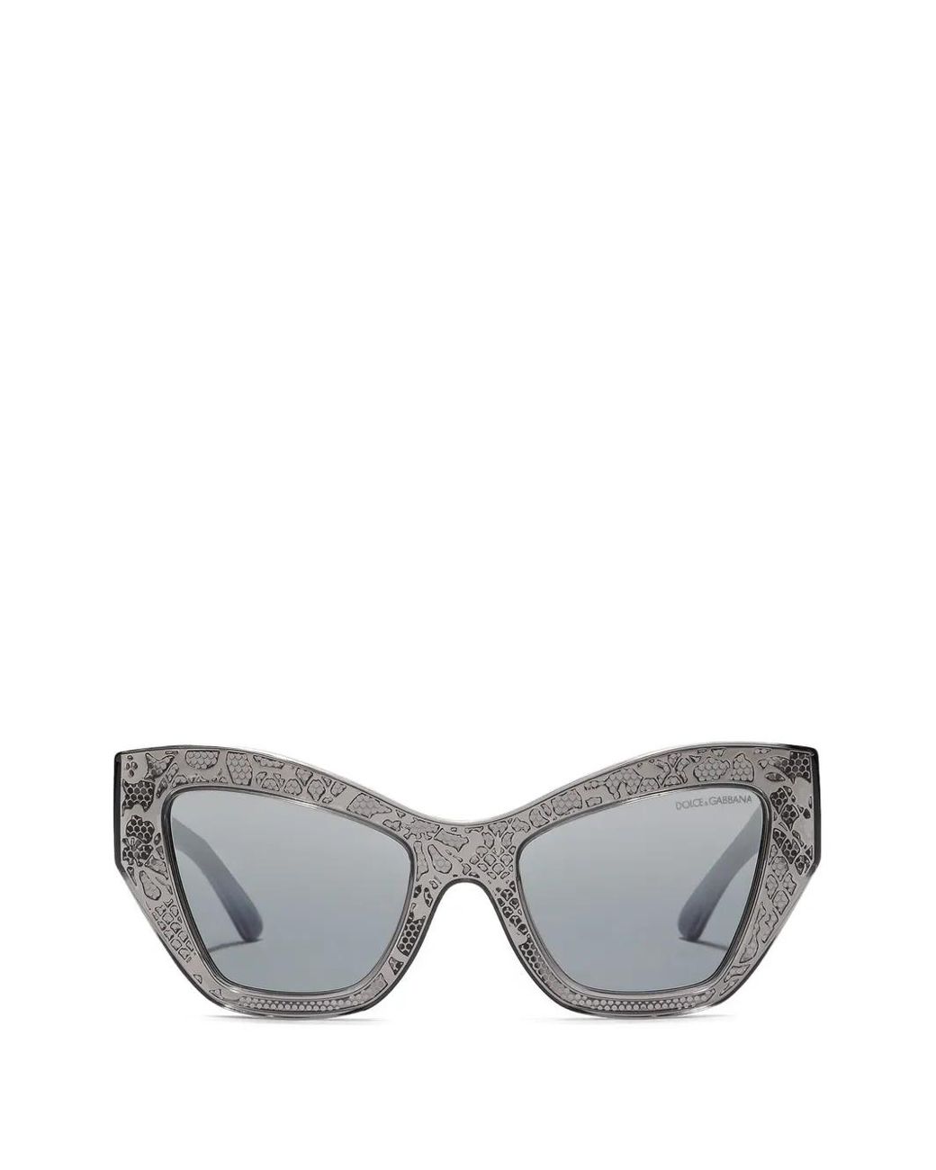 Dolce & Gabbana Gray Dg Lace-Pattern Geometric Sunglasses