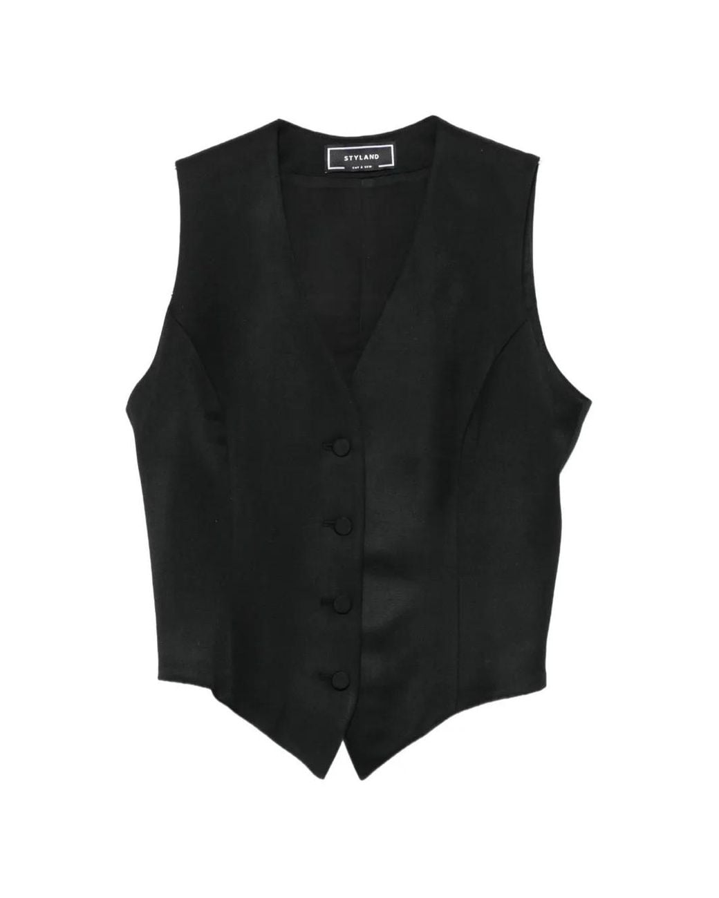 Styland Black Tailored V-Neck Waistcoat