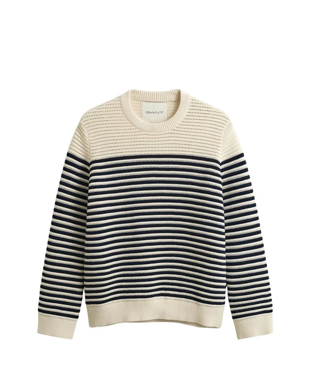 Gant Black Striped Textured-Knit Sweater
