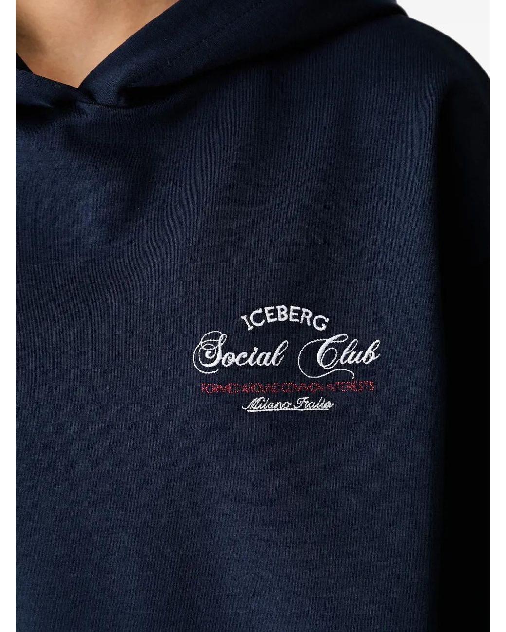 Iceberg Blue Logo-Embroidered Hoodie