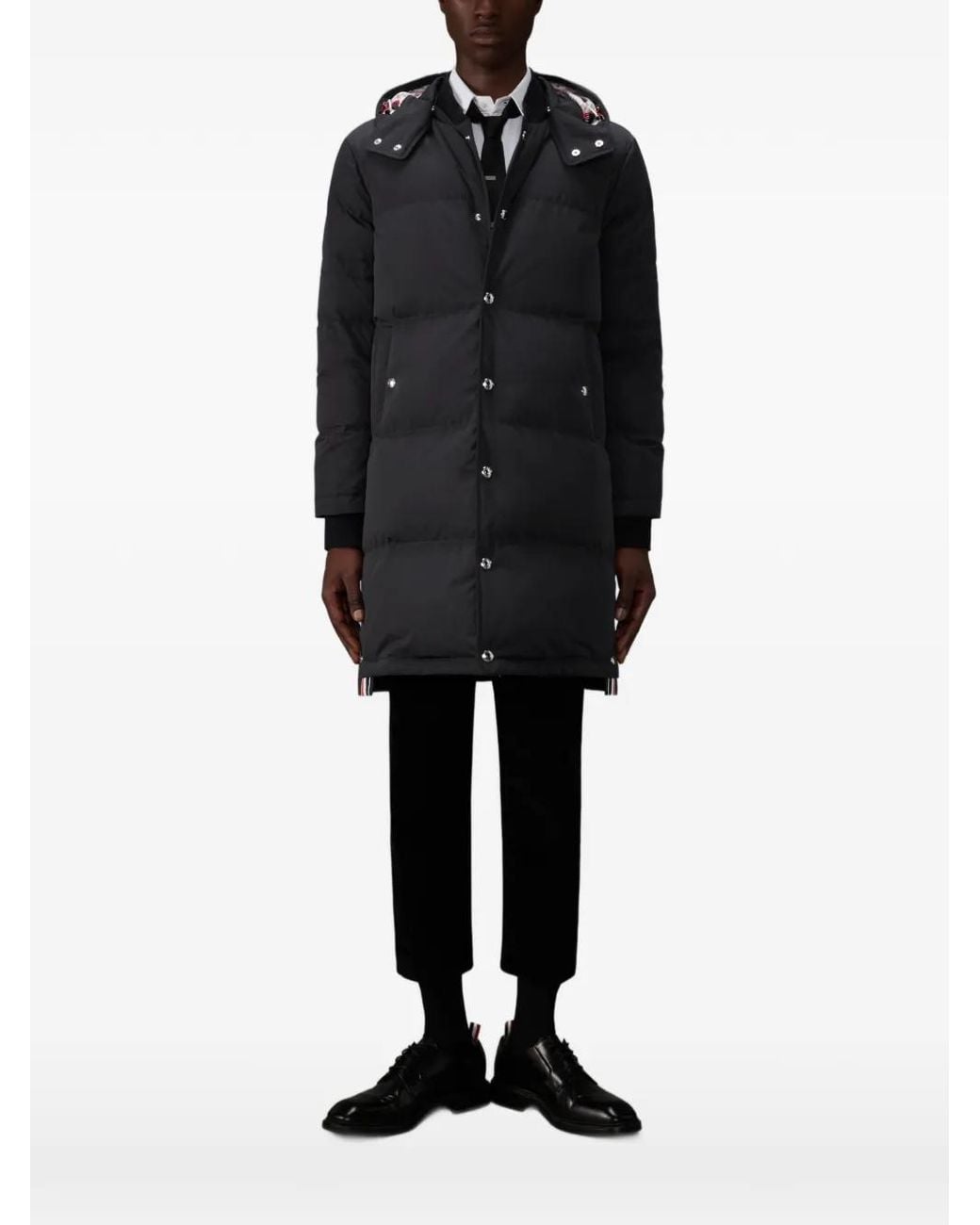Thom Browne Black Snap-Fastening Padded Coat for men