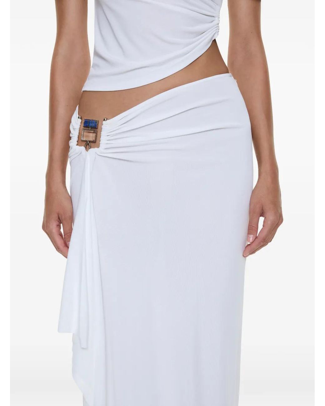 Christopher Esber White Quartz Buckle Cascade Maxi Skirt