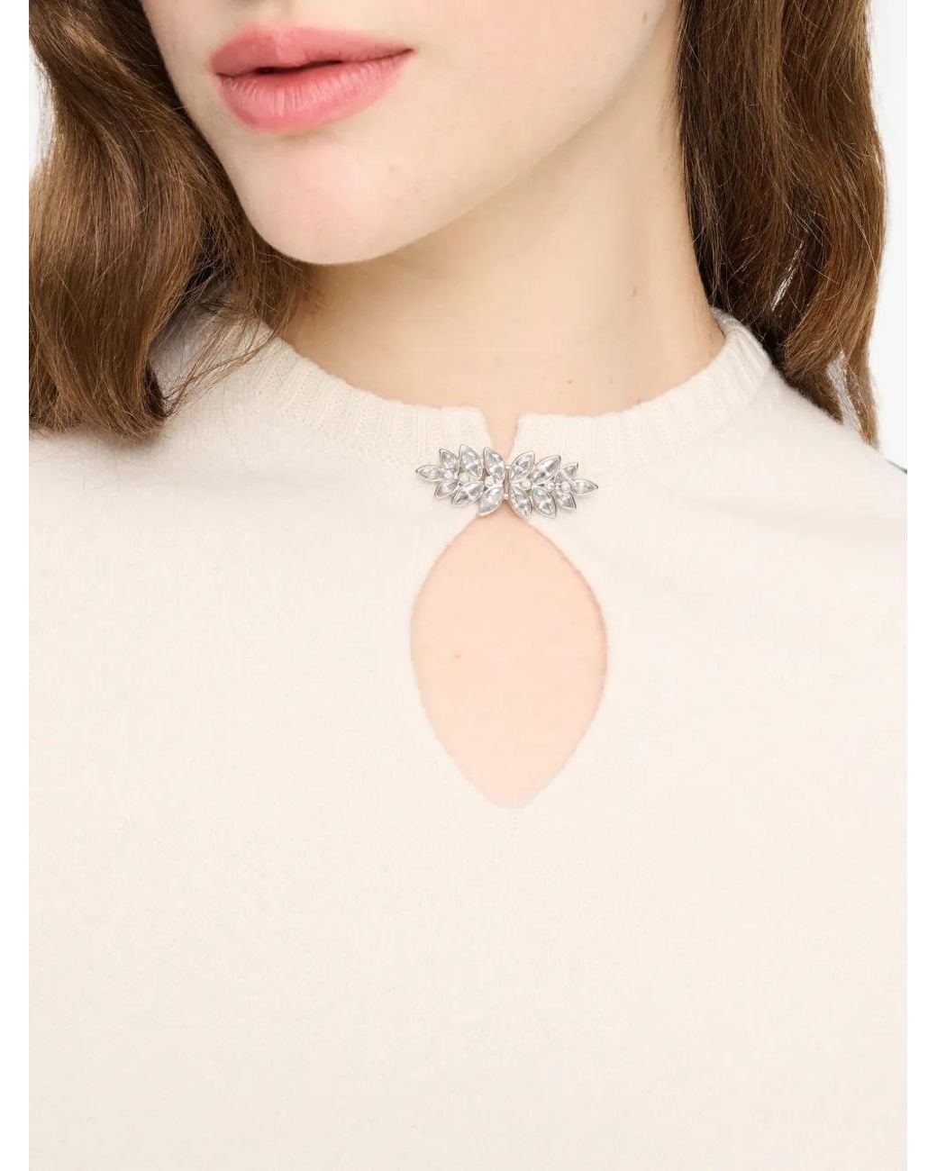 Barrie White T-Shirt En Maille À Ouverture Goutte D'Eau Et Bijou