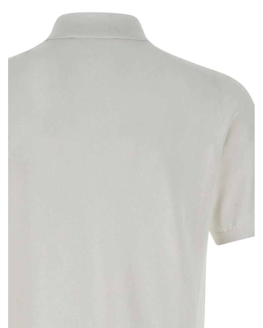 Kangra White Ribbed-Edge Short-Sleeve Polo Shirt for men